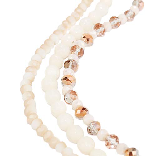 Pomina Triple Multi Layered Beaded Necklace Crystal Beads Statement Strand Necklace for Women