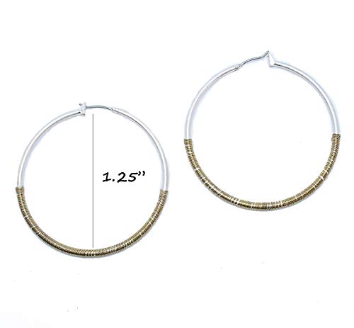 Pomina Wire wrapped Two Tone Circle Hoop Earrings