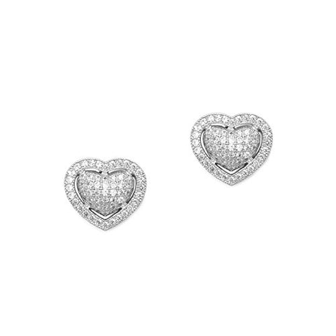 CZ Pave  Love Heart Stud Earrings
