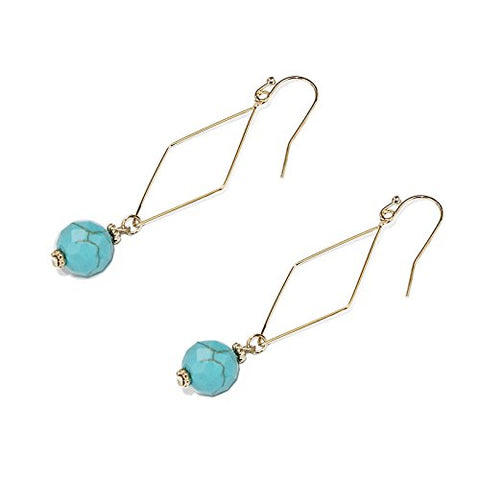Pomina Faceted Stone Bead Wire Diamond Drop Earrings
