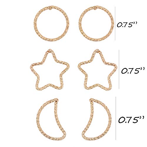 Multi Pack Star and Moon Cut Out Earrings