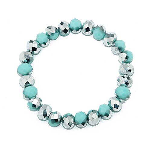 POMINA Hand Faceted Colored Crystal Glass Beaded Stretch Bracelet for Women Teen Girls