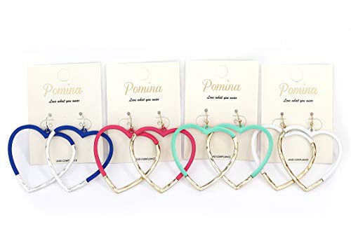 Pomina Lightweight Geometric Gold Star Hoop Earrings, Two-tone Star Heart Open Hoop Earrings for Women Teens Girls