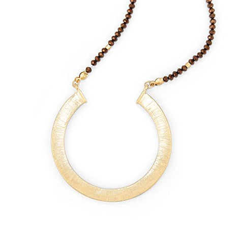 POMINA Crystal Beaded with Lucky Gold Horseshoe Pendant Necklaces