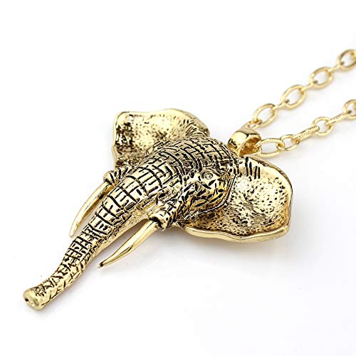 POMINA Good Luck Elephant Necklace Boho Vintage Safari Elephant Pendant Link Chain Long Necklace for Women Girls Teens