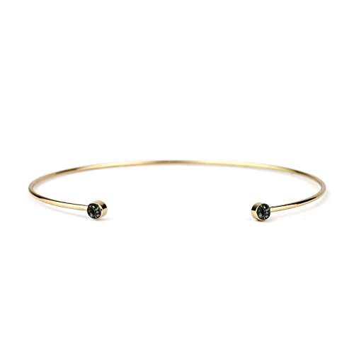 POMINA Delicate Bangle Cuff Bracelet with Colorful Crystals for Women
