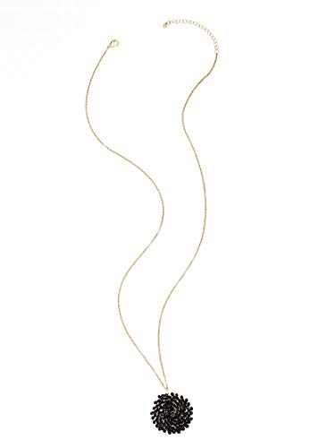 POMINA Handmade Glass Crystal Beaded Swirl Disk Circle Pendant Long Necklace for Women