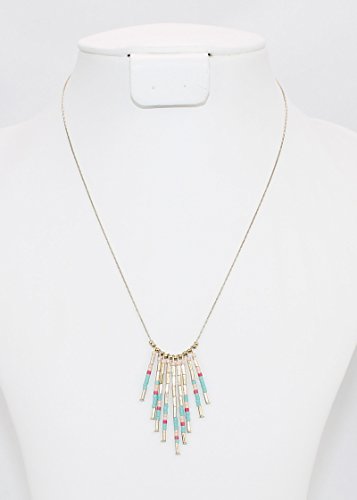 POMINA Seed Beads Tassel Pendant Short Necklaces