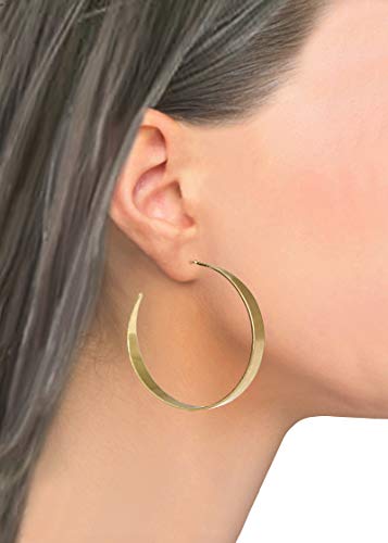 Pomina Worn Gold Tone Plated Circle Hoop Earrings