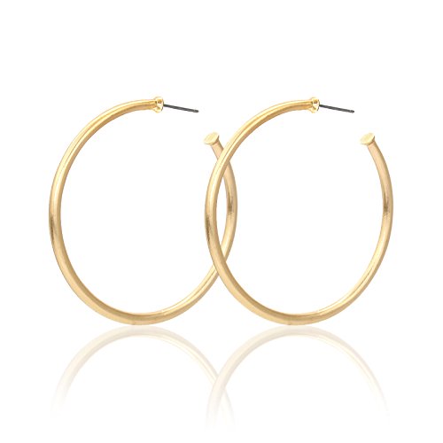 Pomina Tubular Open Round Classic Matte Gold Hoop Earrings for Women