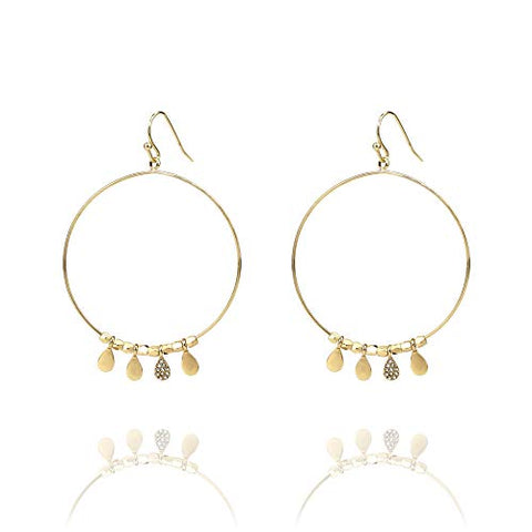 Pomina Coin Charms Dangly Earrings Boho Style Circle Hoop Earrings for Women