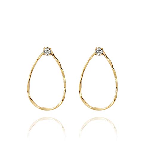 Pomina Cubic Accented Gold Plated Small Teardrop Post Drop Earrings for Women Girls Teens