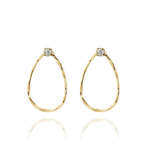 Pomina Cubic Accented Gold Plated Small Teardrop Post Drop Earrings for Women Girls Teens