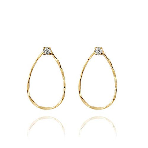 Pomina Cubic Accented Gold Plated Small Teardrop Post Drop Earrings for Women Girls Teens