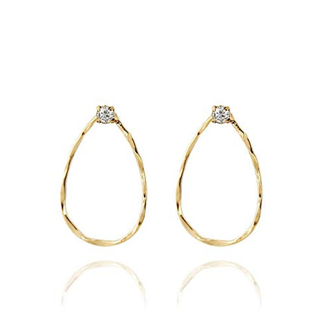 Pomina Cubic Accented Gold Plated Small Teardrop Post Drop Earrings for Women Girls Teens