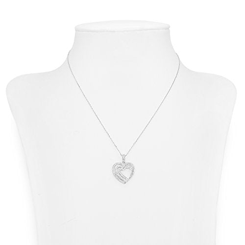 POMINA CZ Pave Love Heart Pendant Necklaces