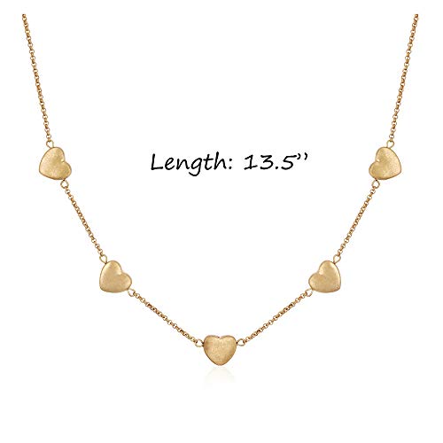 POMINA Love Heart Charm Station Necklace Gold Heart Dainty Cute Necklace for Women Teen Girls