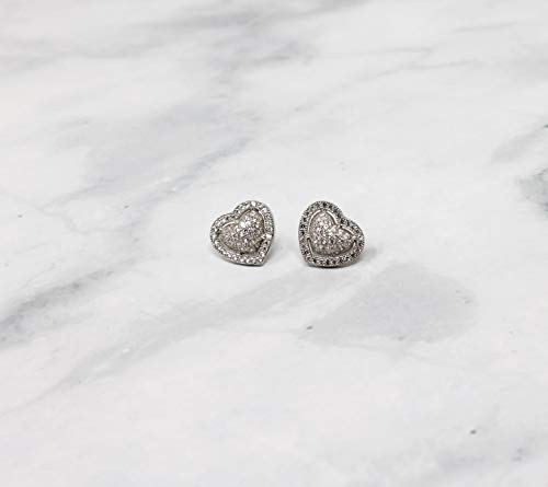 CZ Pave  Love Heart Stud Earrings