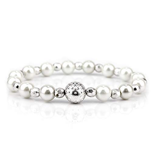 POMINA Multi Strand Beaded Nugget Matte Pearl Crystal Stretch Bracelet for Woman, Set of 5