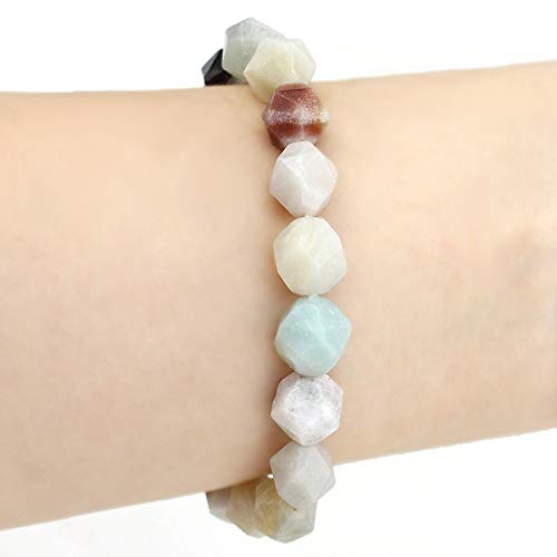 POMINA Semi Precious Healing Gemstone Bracelet Genuine Hand Faceted Natural Stone Beaded Stretch Bracelet for Women Men