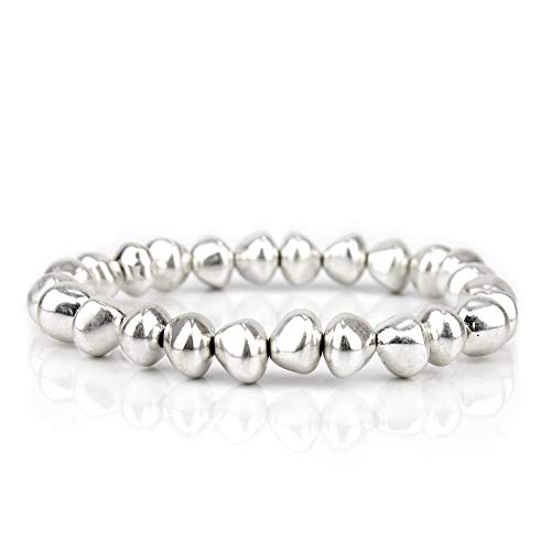 POMINA Multi Strand Beaded Nugget Matte Pearl Crystal Stretch Bracelet for Woman, Set of 5