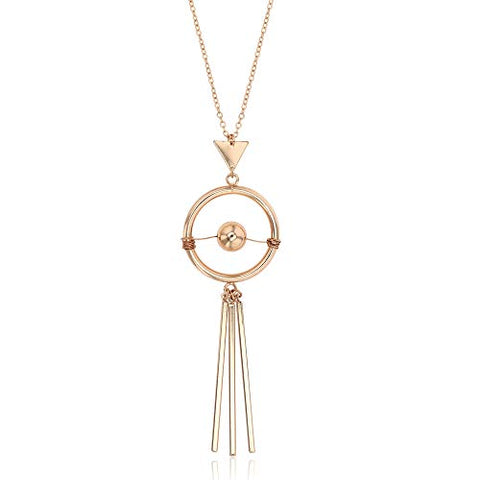 POMINA High Fashion Geometric Pendant Long Necklace Chic Gold Circle Bar Pendant Necklace for Woman