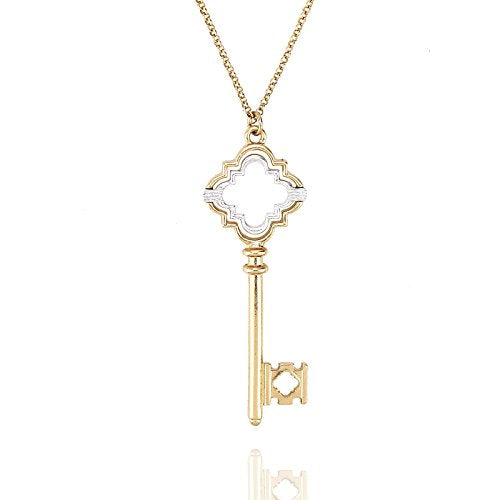 POMINA Quatrefoil Clover Key Pendant Long Necklaces