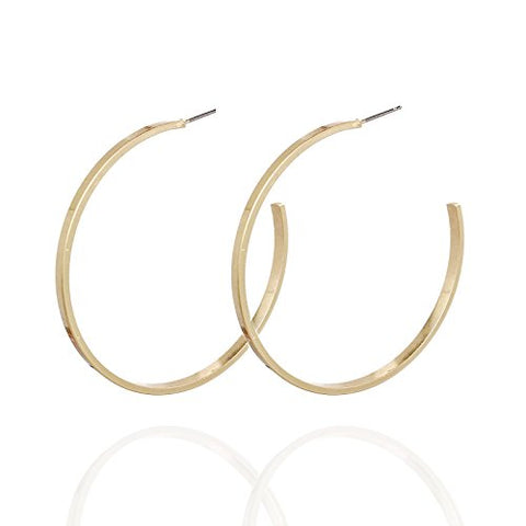 Pomina Flattened Open Round Classic Hoop Earrings