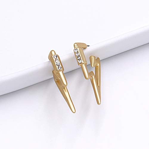 Pomina Matte Gold Lightning Bolt Hoop Earrings Pave CZ Carabiner Lock Small Hoop Earrings for Women Teens