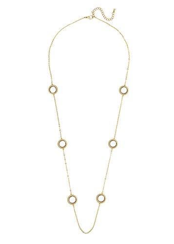 POMINA Two-Tone Quatrefoil Station Disc Station Necklace for Women Teens