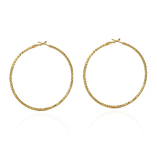 Pomina Textured Gold Silver Hoop Earrings for Women Teen Girls