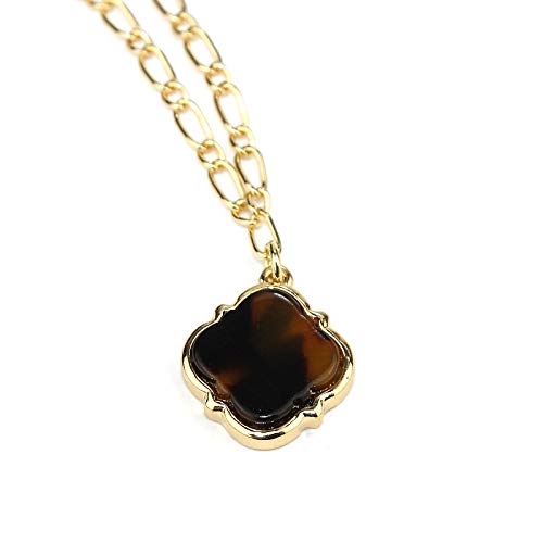 POMINA Multi Layer Quadrefoil and Pearl Short Necklace for Women