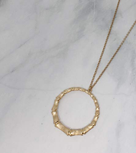 POMINA Fashion Gold Long Chain Necklace Circle Pendant Casual Long Sweater Necklace for Women