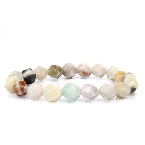 POMINA Semi Precious Healing Gemstone Bracelet Genuine Hand Faceted Natural Stone Beaded Stretch Bracelet for Women Men