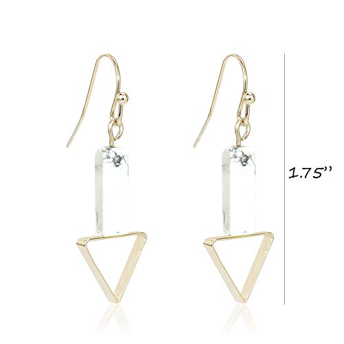 Pomina Rectangle Natural Stone with Triangle Drop Earrings