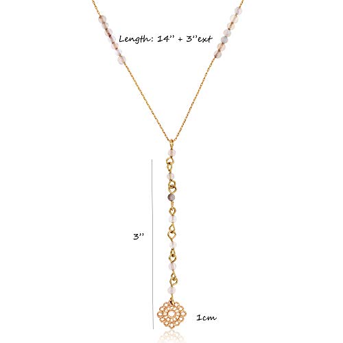 POMINA Dainty Stone Beaded Lariat Necklace Y Necklace for Women Girls Teens