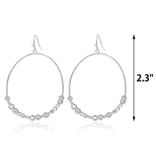 Pomina CZ Crystal Cluster Hoop Dangle Drop Earrings Geometric Circle Drop Hoop Earrings for Women