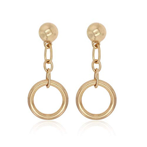 Pomina Link Chain Circle Gold Dangle Drop Earrings for Women Teen Girls