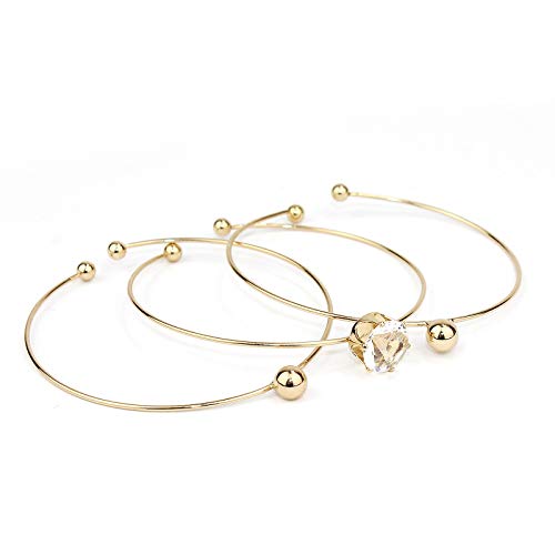 3-Pack Stackable 14K Gold Plated Wire Cuff Bracelet