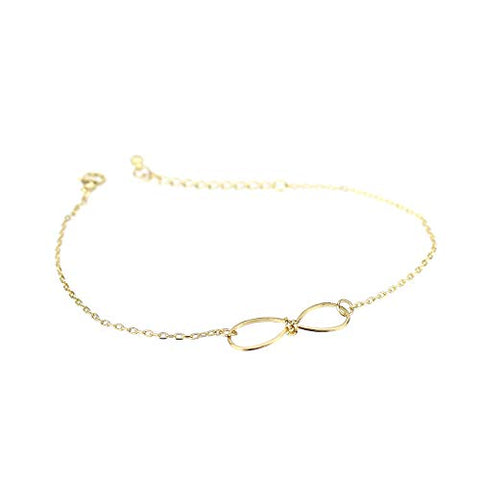 Pomina Delicate Infinity Endless Love Charm Bracelet Adjustable Gold Chain Bracelet for Women and Girls