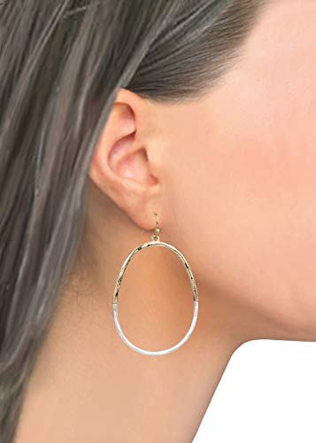 Pomina Two Tone Textured Pear Drop Earrings
