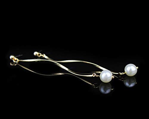 Pomina Lightweight Pearl Long Linear Dangle Drop Earrings for Women