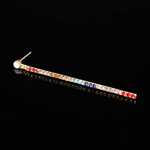 Pomina Colorful Crystal Long Thin Teardrop Dangle Drop Bar Earrings for Women