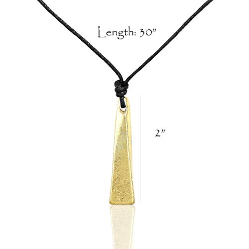 Pomina Minimalist Leather Cord with Triangle Weight Gold Bar Pendant Long Necklaces for Women Men Teens Girls