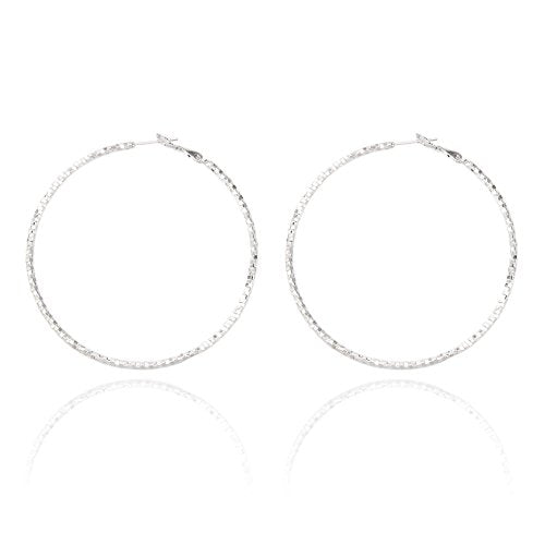 Pomina Square Textured Lever Post Large Hoop Earrings