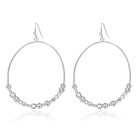 Pomina CZ Crystal Cluster Hoop Dangle Drop Earrings Geometric Circle Drop Hoop Earrings for Women