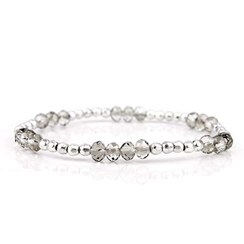 POMINA Multi Strand Beaded Nugget Matte Pearl Crystal Stretch Bracelet for Woman, Set of 5