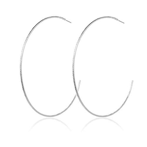 Pomina Diamond Cut Extra Large Thin Open Round Hoop Earrings