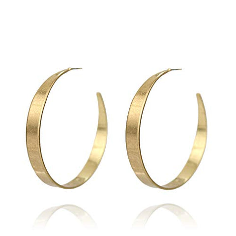 Pomina Worn Gold Tone Plated Circle Hoop Earrings