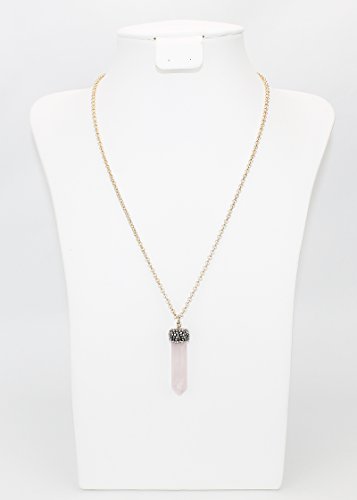 Pomina Healing Crystal Stone Pendant Necklace Chakra Gemstone Pendant Long Necklace for Women Teens Girls